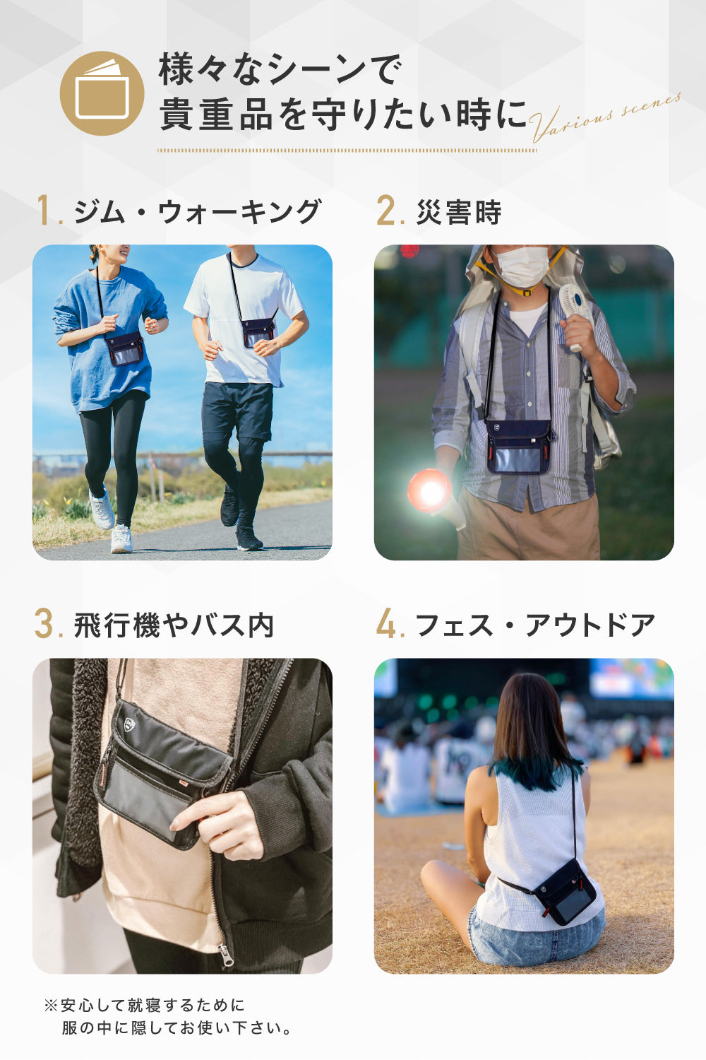 パスフィットミニ®︎ 服の中に隠せる 多収納ポケット パスポートケース スキミング防止 首下げ 撥水