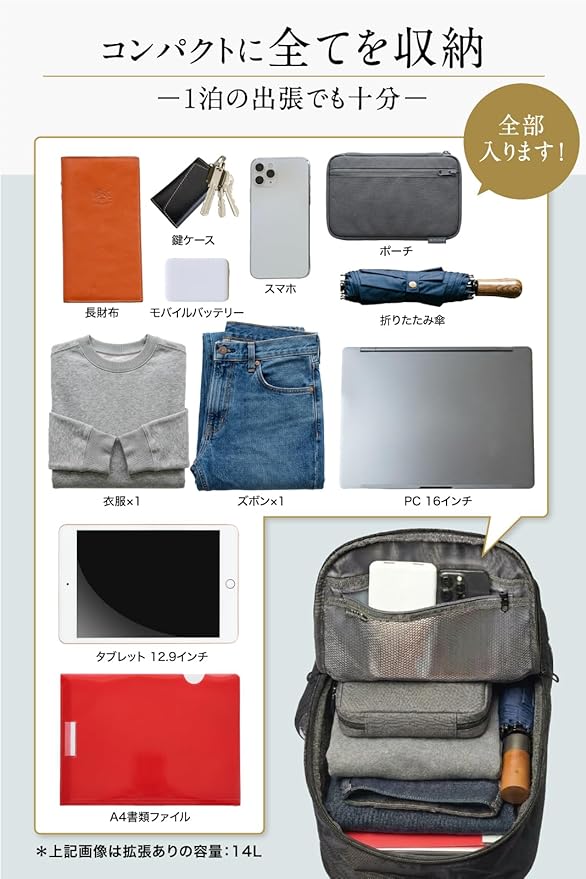 ムーヴィア（MOVIA）【スリムと大容量を１つに】容量2倍拡張可 リュック メンズ レディース 小さめ 防水 通勤 通学 ビジネスリュック