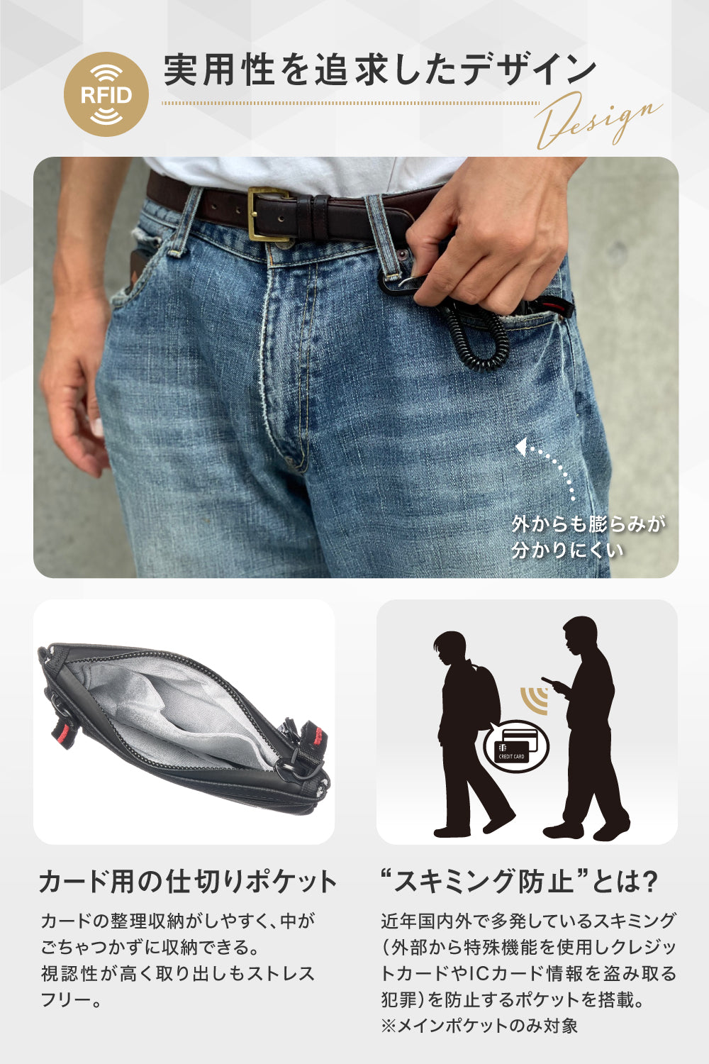 MINISAFE®︎ ミニセフ ミニマム防犯デザイン×スキミング防止 ミニ 財布 トラベルウォレット メンズ レディース 薄型 海外旅行 防犯 撥水 キーチェーン付き（新素材モデル）