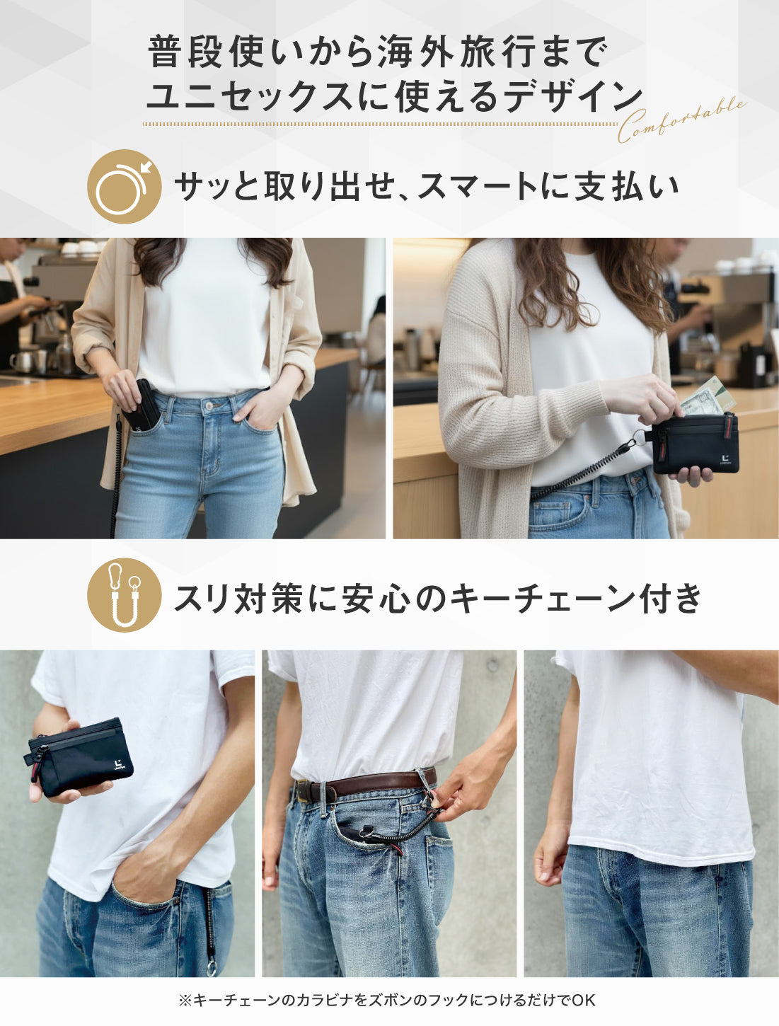 MINISAFE®︎ ミニセフ ミニマム防犯デザイン×スキミング防止 ミニ 財布 トラベルウォレット メンズ レディース 薄型 海外旅行 防犯 撥水 キーチェーン付き（新素材モデル）