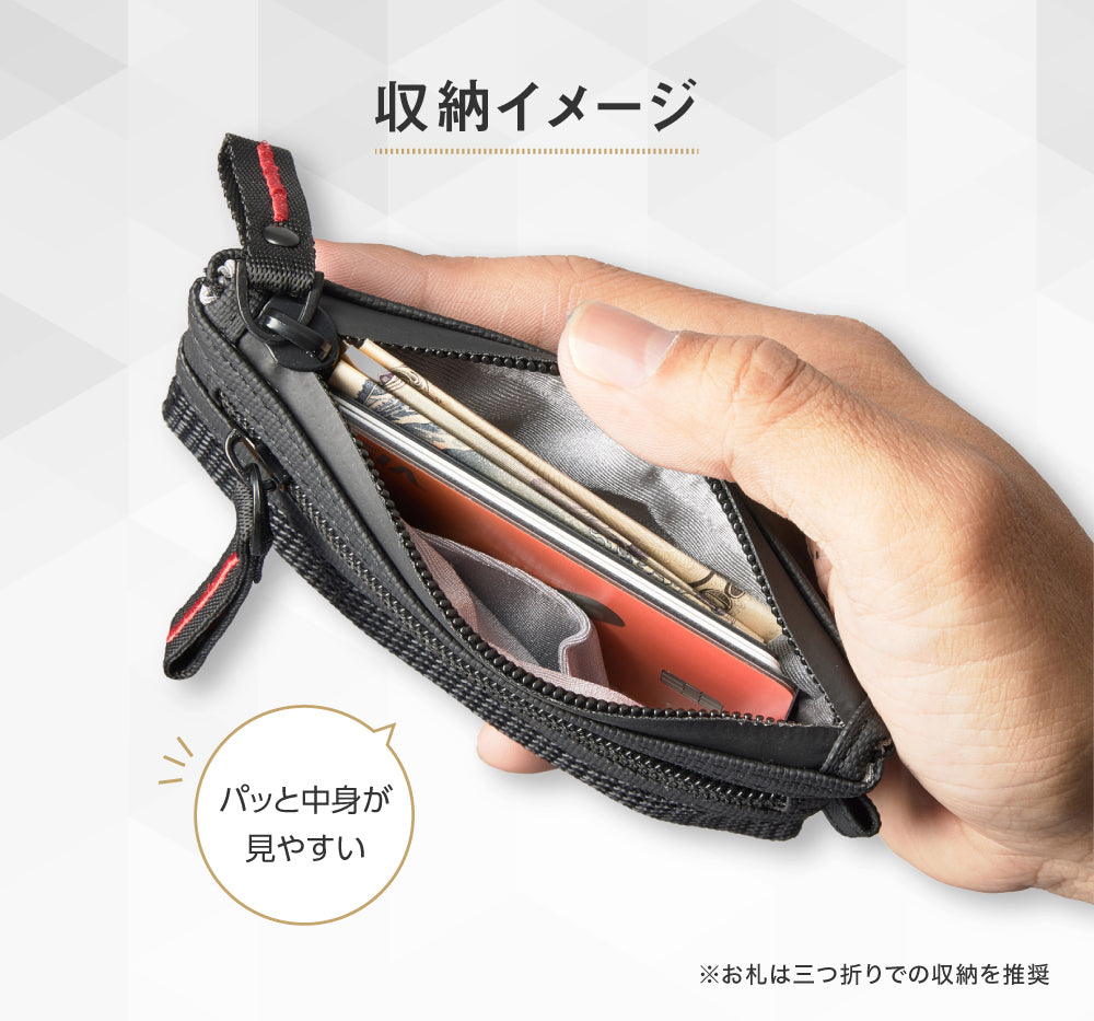 MINISAFE®︎ ミニセフ ミニマム防犯デザイン×スキミング防止 ミニ 財布 トラベルウォレット メンズ レディース 薄型 海外旅行 防犯 撥水 キーチェーン付き（新素材モデル）