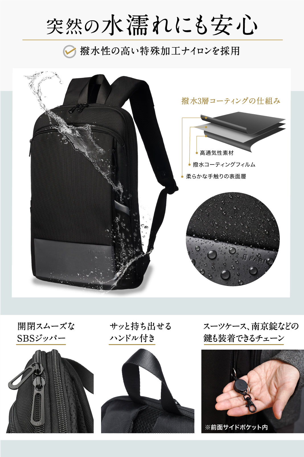 ムーヴィア（MOVIA）【スリムと大容量を１つに】容量2倍拡張可 リュック メンズ レディース 小さめ 防水 通勤 通学 ビジネスリュック
