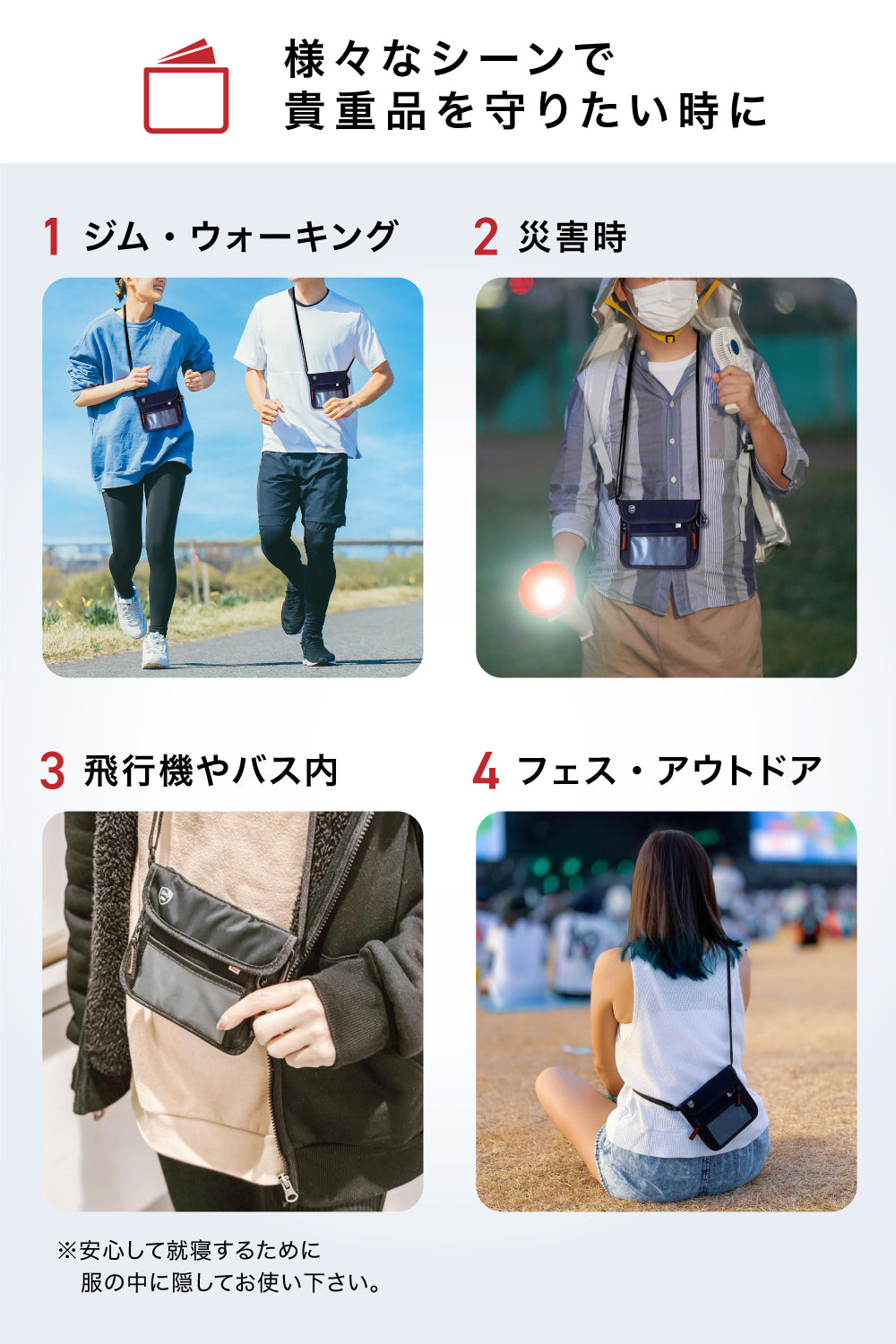 パスフィットミニ®︎ 服の中に隠せる 多収納ポケット パスポートケース スキミング防止 首下げ 撥水