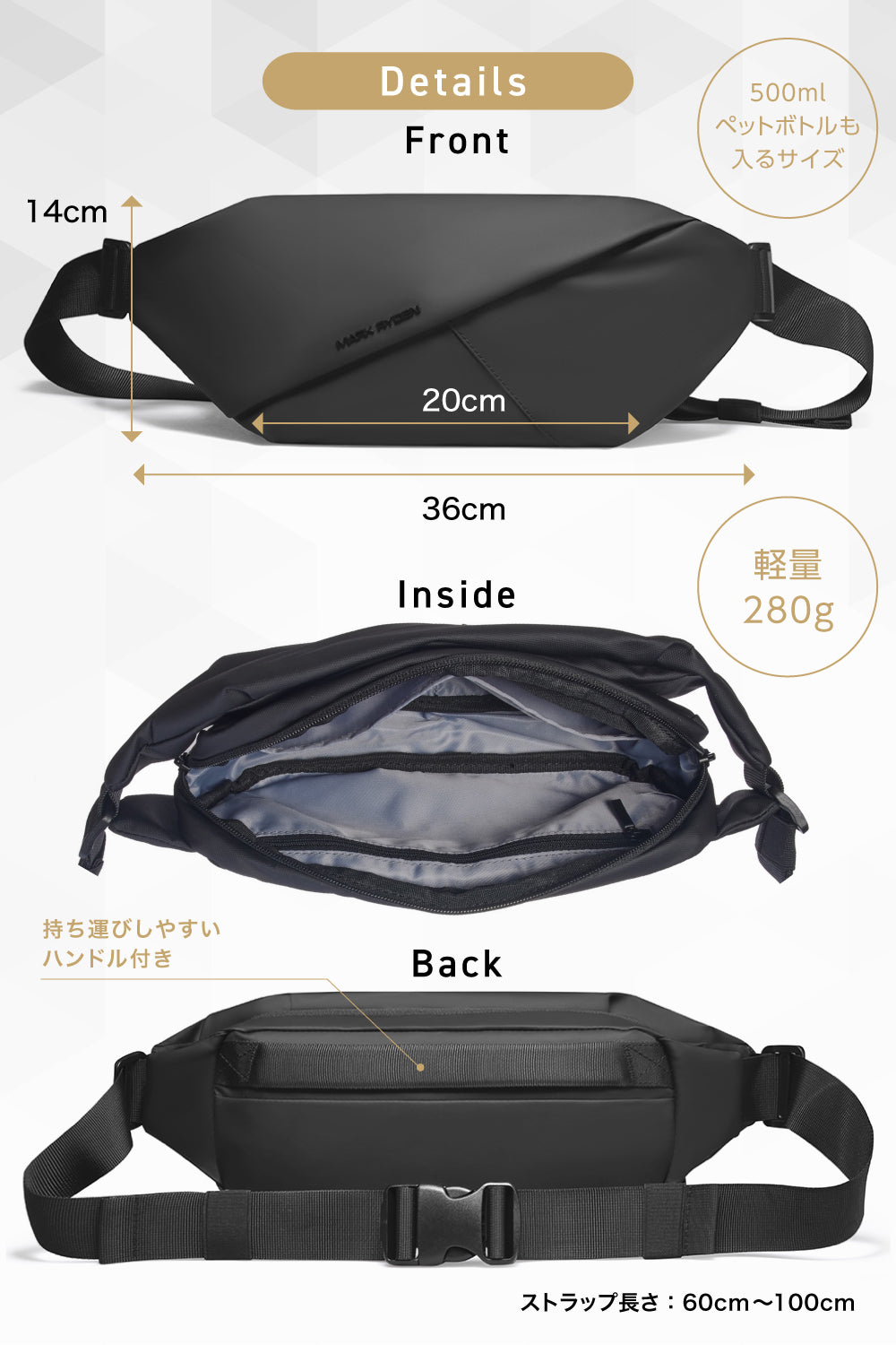 FARIE セイファス®︎ 通常モデル ヨーロッパデザイン×実用性を追求 ボディバッグ ウエストポーチ SAFASS